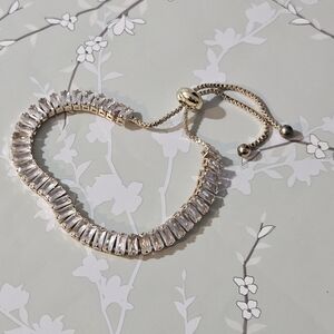 Gold and Diamond Slider Fashion Tennis Bracelet